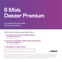 Load image into Gallery viewer, Deezer Premium e-card