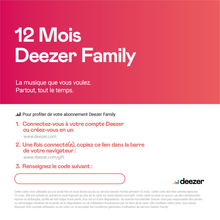 Charger l&#39;image dans la galerie, Deezer Famille (6 comptes) - E-carte
