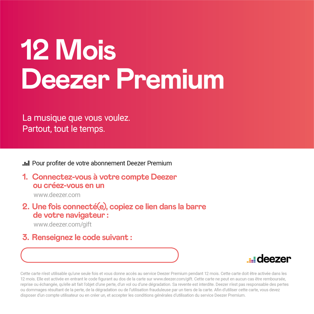 Deezer Premium - E-carte