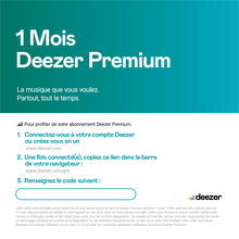 Load image into Gallery viewer, Deezer Premium e-card
