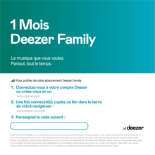 Charger l&#39;image dans la galerie, Deezer Famille (6 comptes) - E-carte
