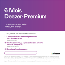 Load image into Gallery viewer, Deezer Premium e-card
