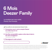 Charger l&#39;image dans la galerie, Deezer Famille (6 comptes) - E-carte
